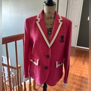 Coach ❤️Vintage Poppy 1991 Women’s FUSHIA Lined Wool Blazer with White Trim. NWT